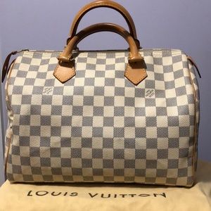 Authentic LV white damier speedy